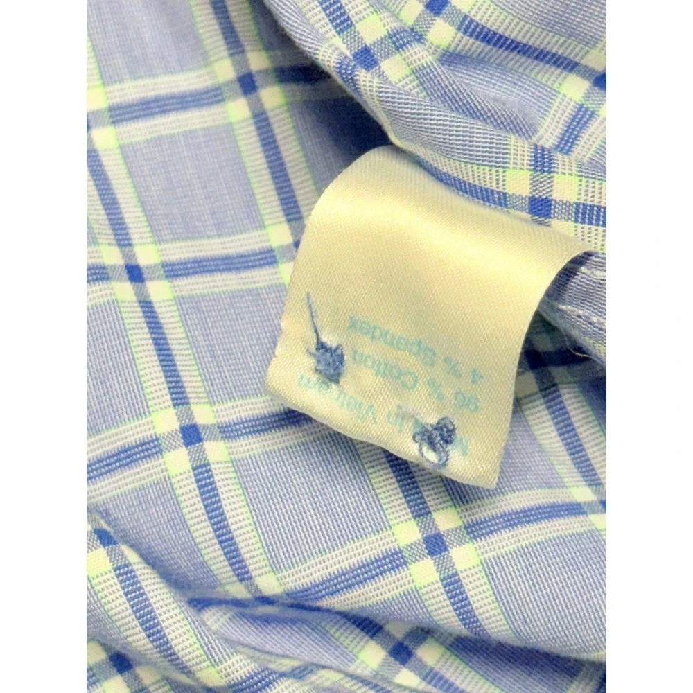 Twillory Untuckable Glow Shirt Mens L-XL Tailored‎ Fit Blue Plaid Long Sleeve